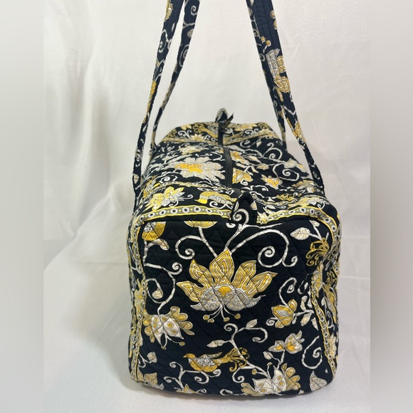 Vera Bradley Large Yellow Bird Duffle Retired Pattern - Black Yellow White - Picture 3 of 14
